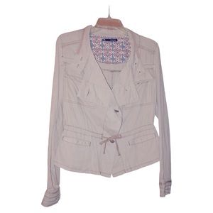 Maurices Khaki Button Linen Blend Jacket Cinch Waist Plus Size Women’s Size 1X